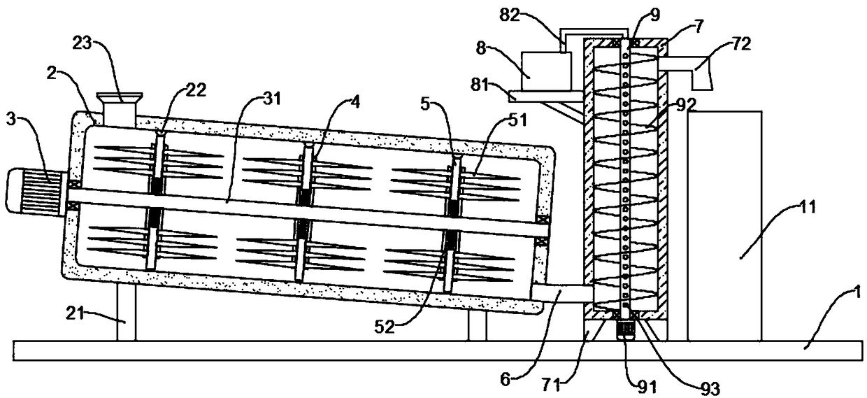 Feed crushing device with drying function