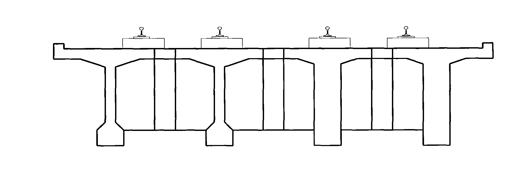 Prestressed concrete three-web trough girder