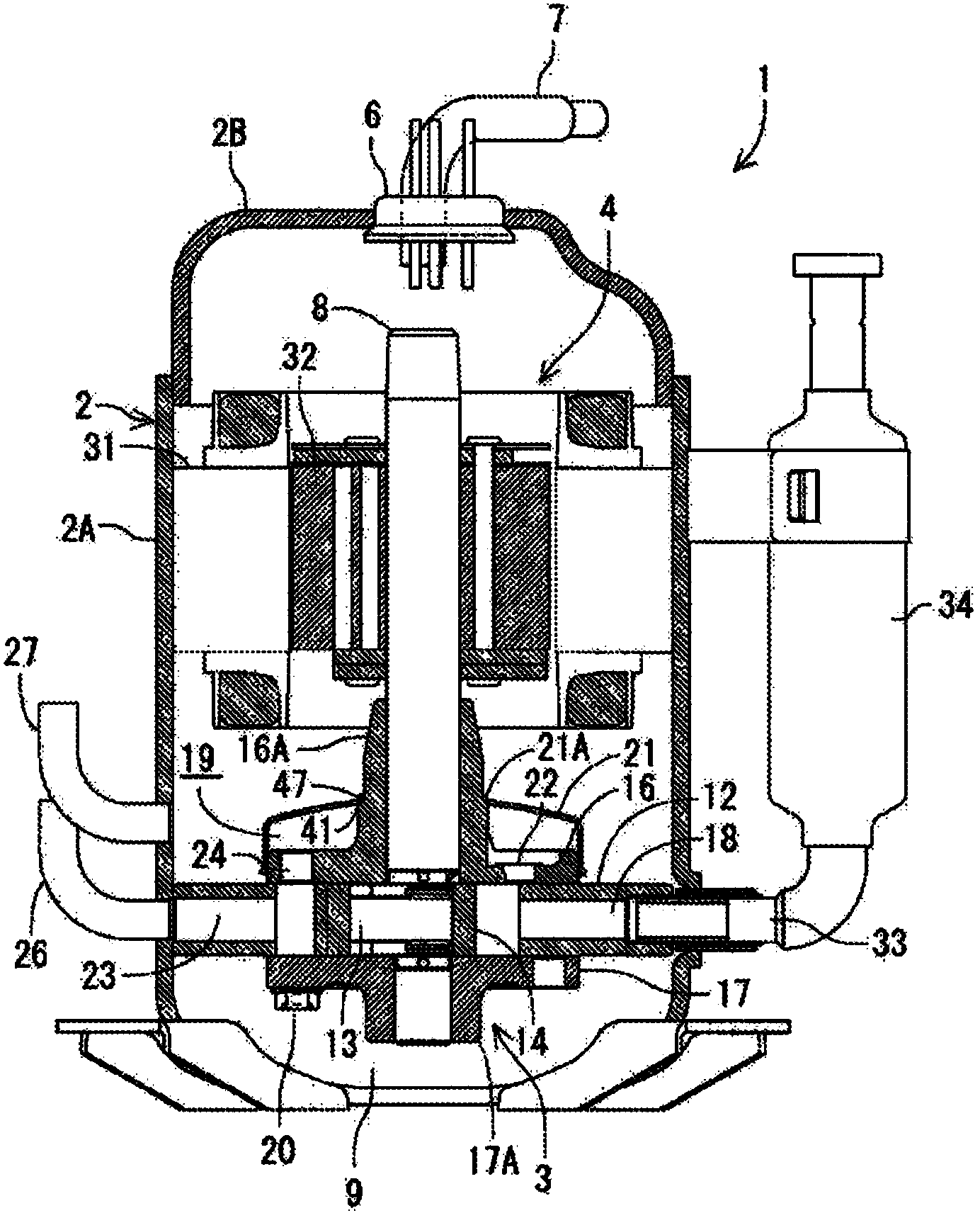 Hermetically sealed rotary compressor