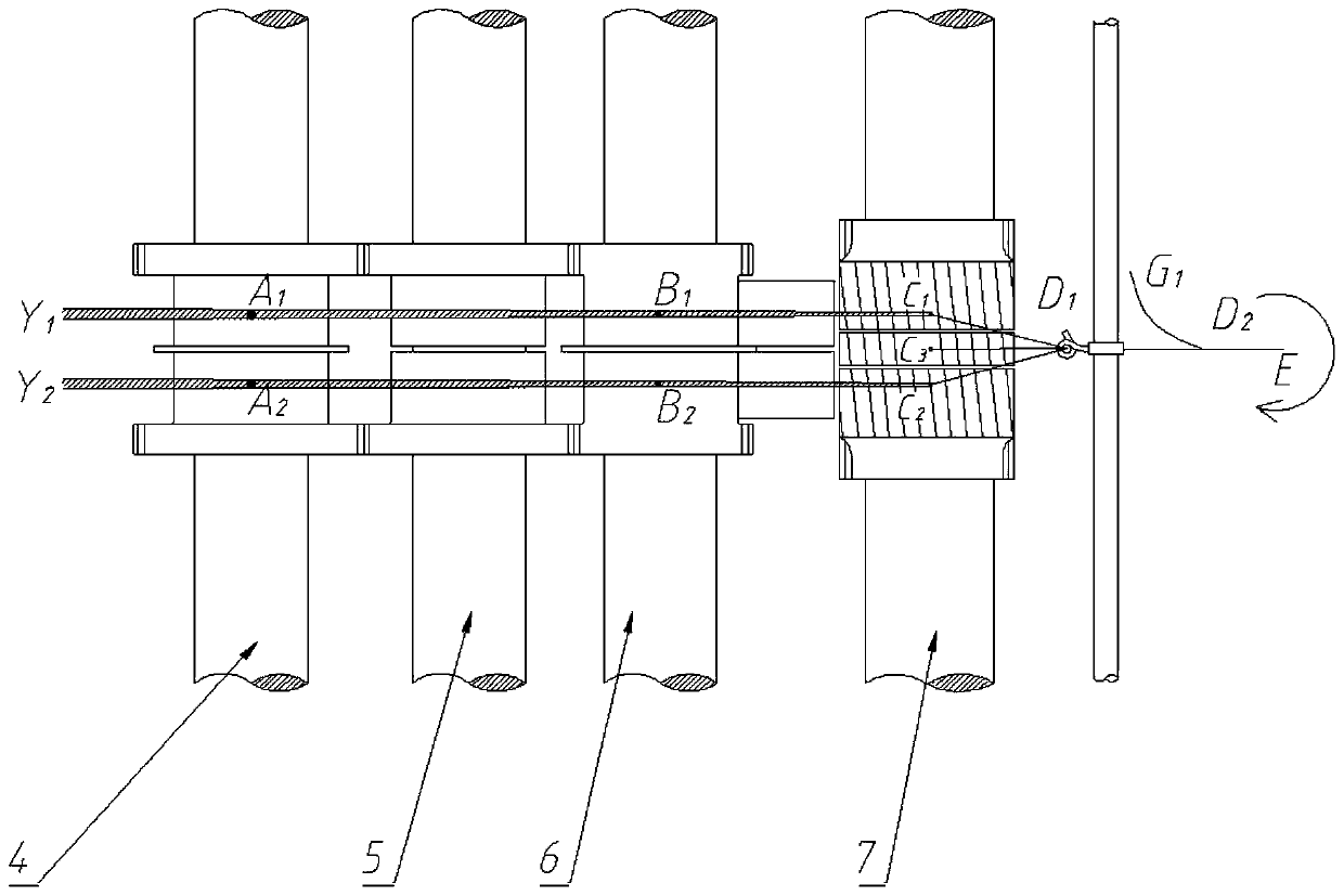 Four-channel alternating drafting, winding-twisting and coating ring-spun fancy yarn forming device and method
