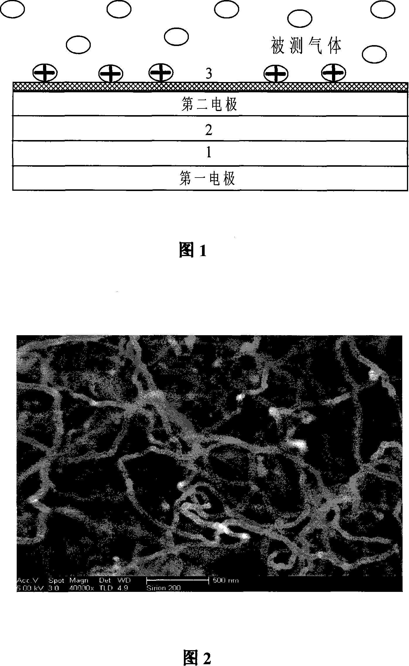Surface-sensitive condenser type gas transducer and manufacturing method thereof