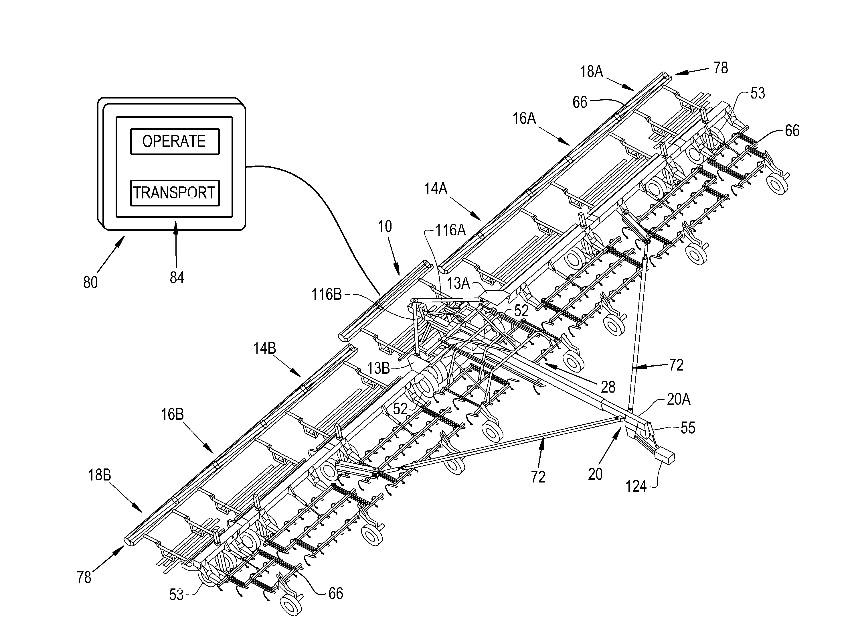 Folding sequence of entire agricultural tillage implement