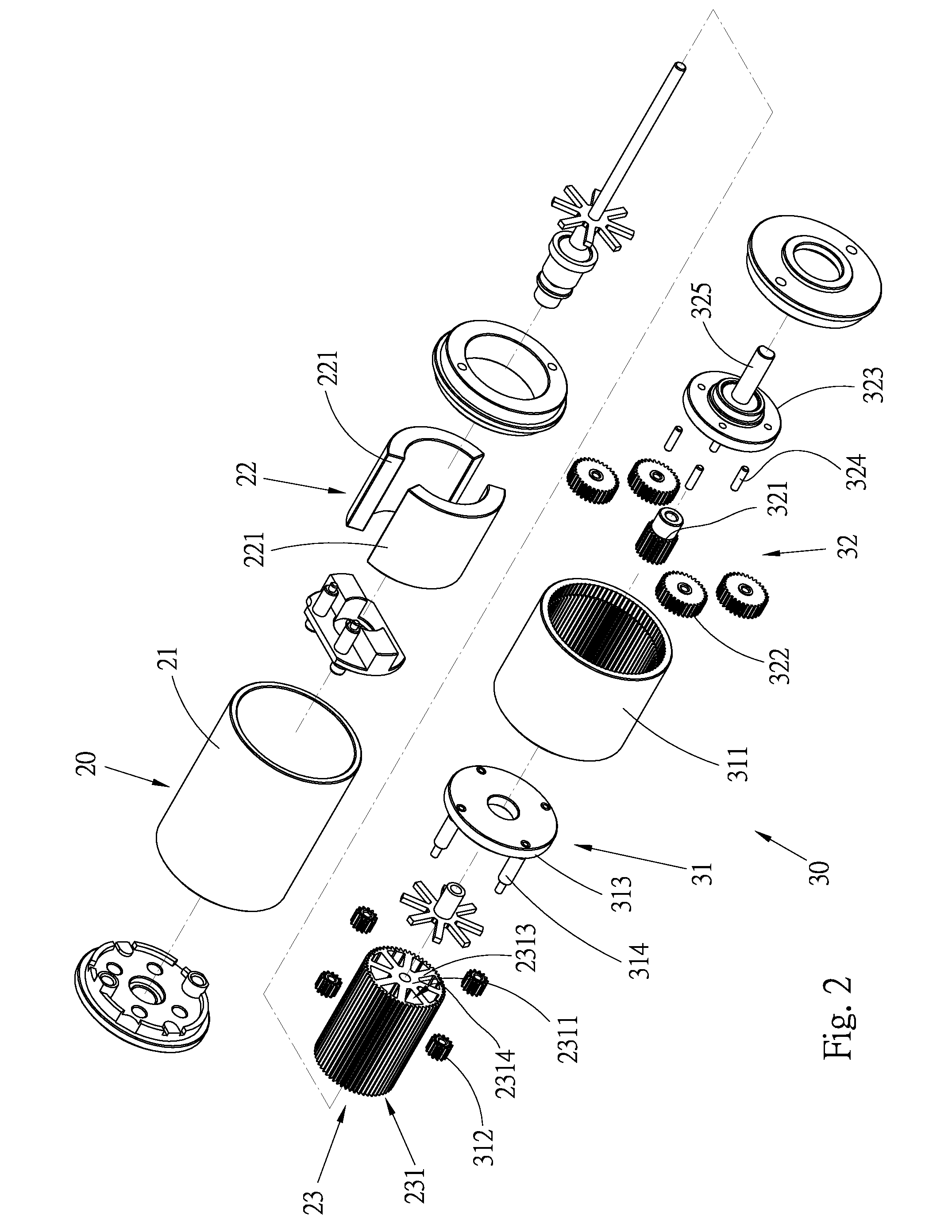 Brush DC motor with reduction mechanism