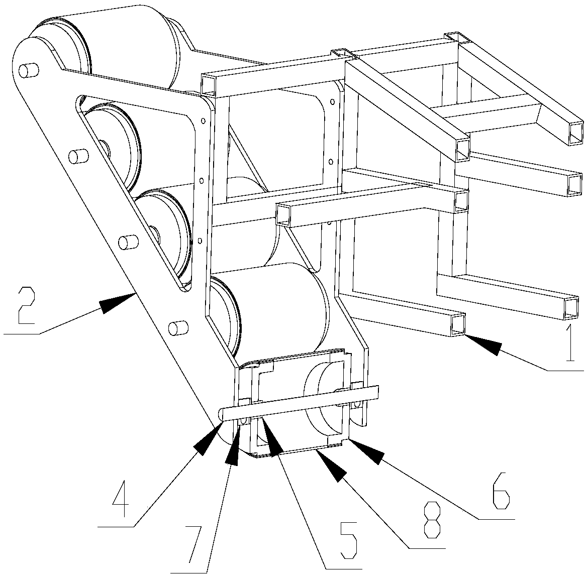 An omni-directional damping chassis based on a roller conveyor belt and a Mecanum wheel