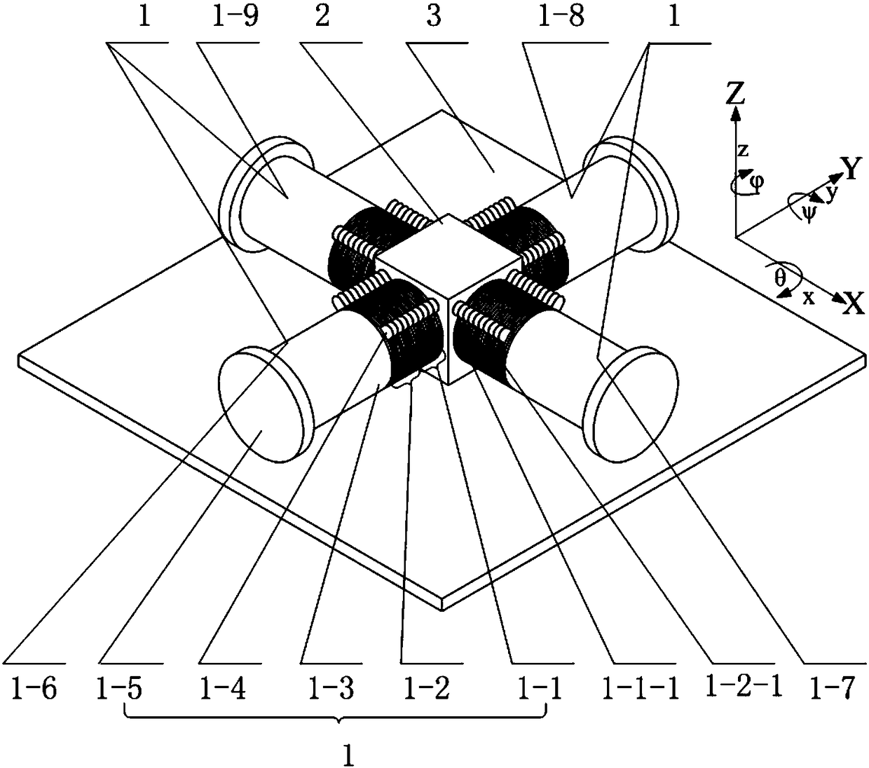 Six-degree-of-freedom piezoelectric drive device and its excitation method