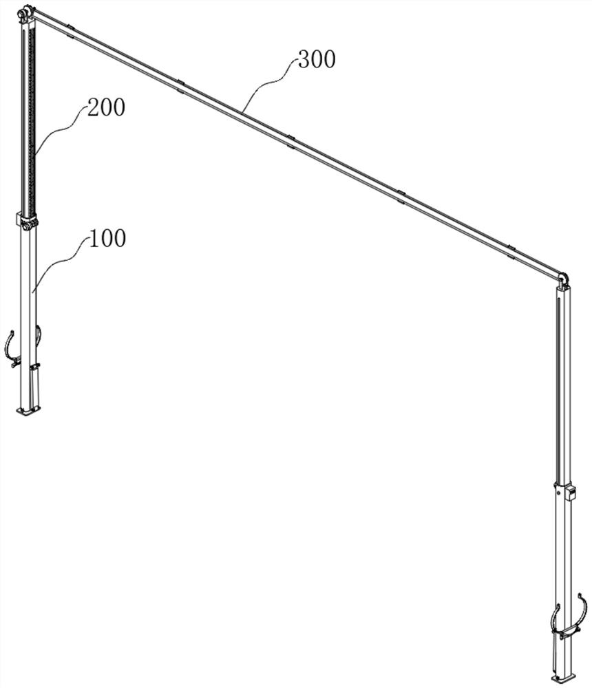 Automatic stringing method of power line pole