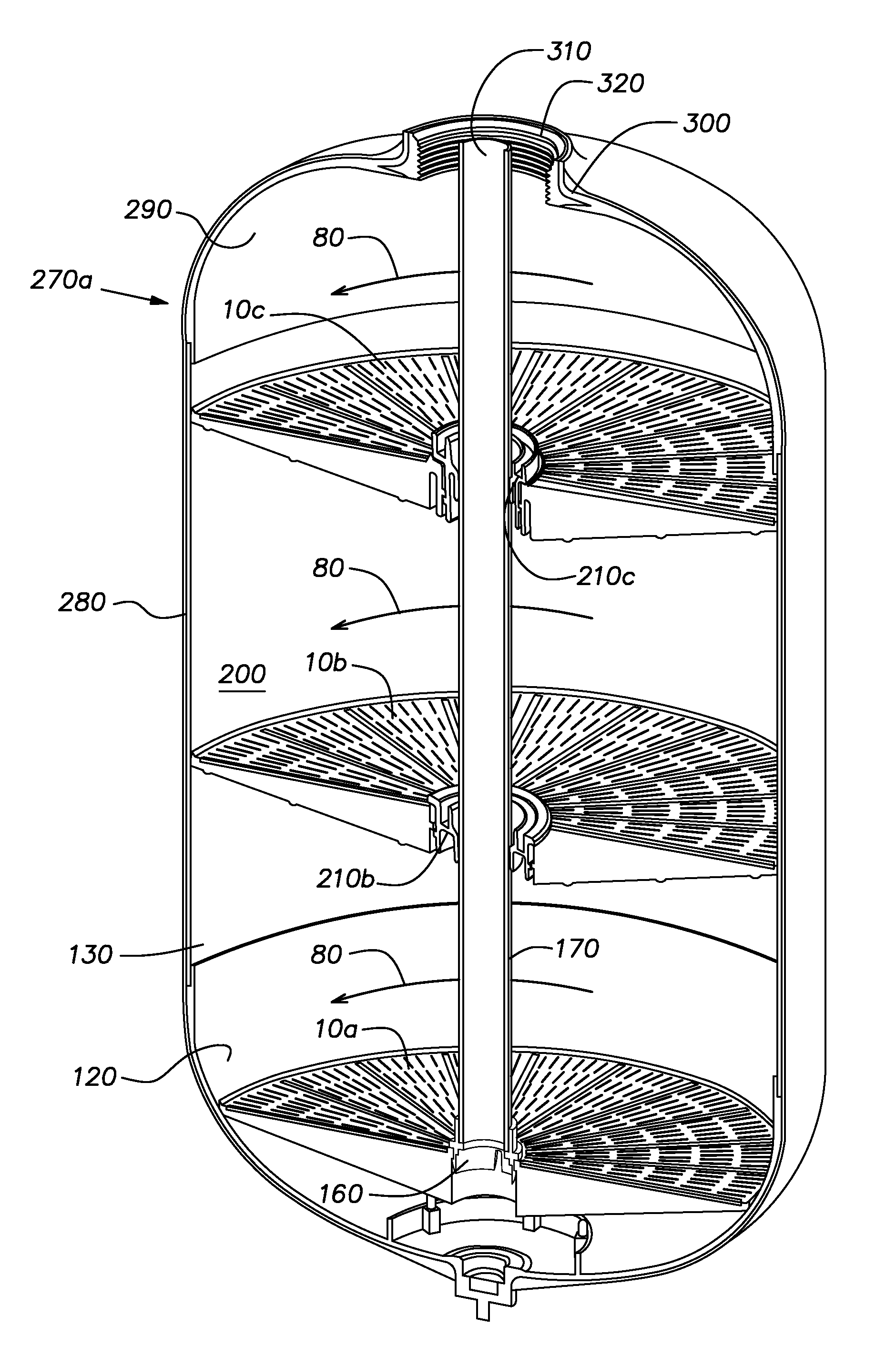 Distributor plates for composite pressure vessel assemblies and methods