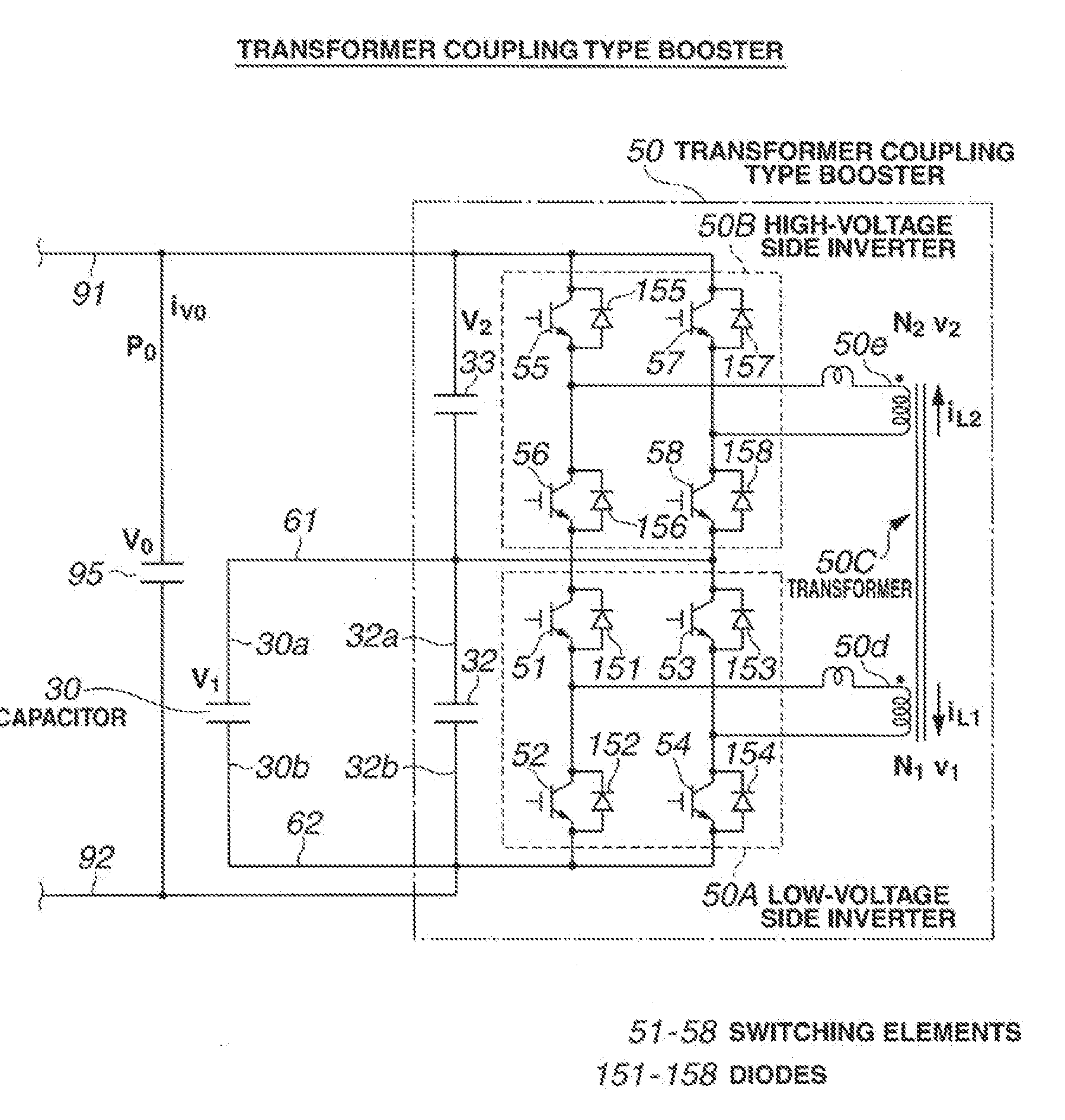 Control device of transformer coupling type booster