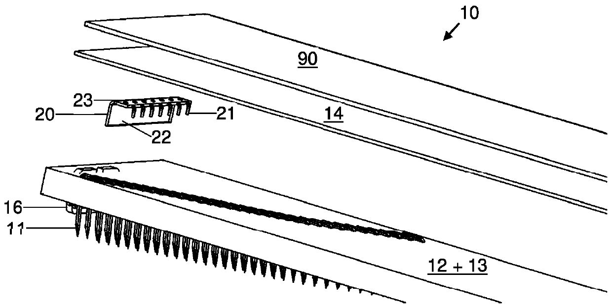 Detection device on a spinning preparation machine and carding bar set intended therefor