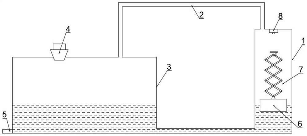 Liquid level surface measuring device with amplifying mechanism