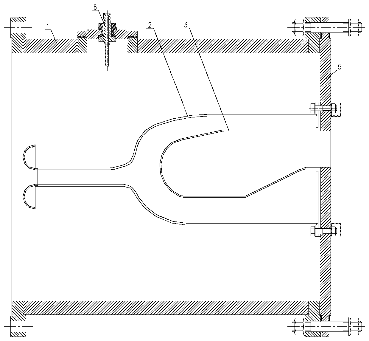 Fan-shaped test piece structure of high-pressure cabin type main combustion chamber