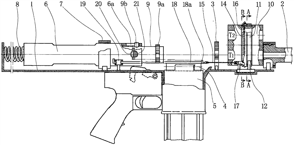 Shell-free bullet gun capable of intermittently changing chamber