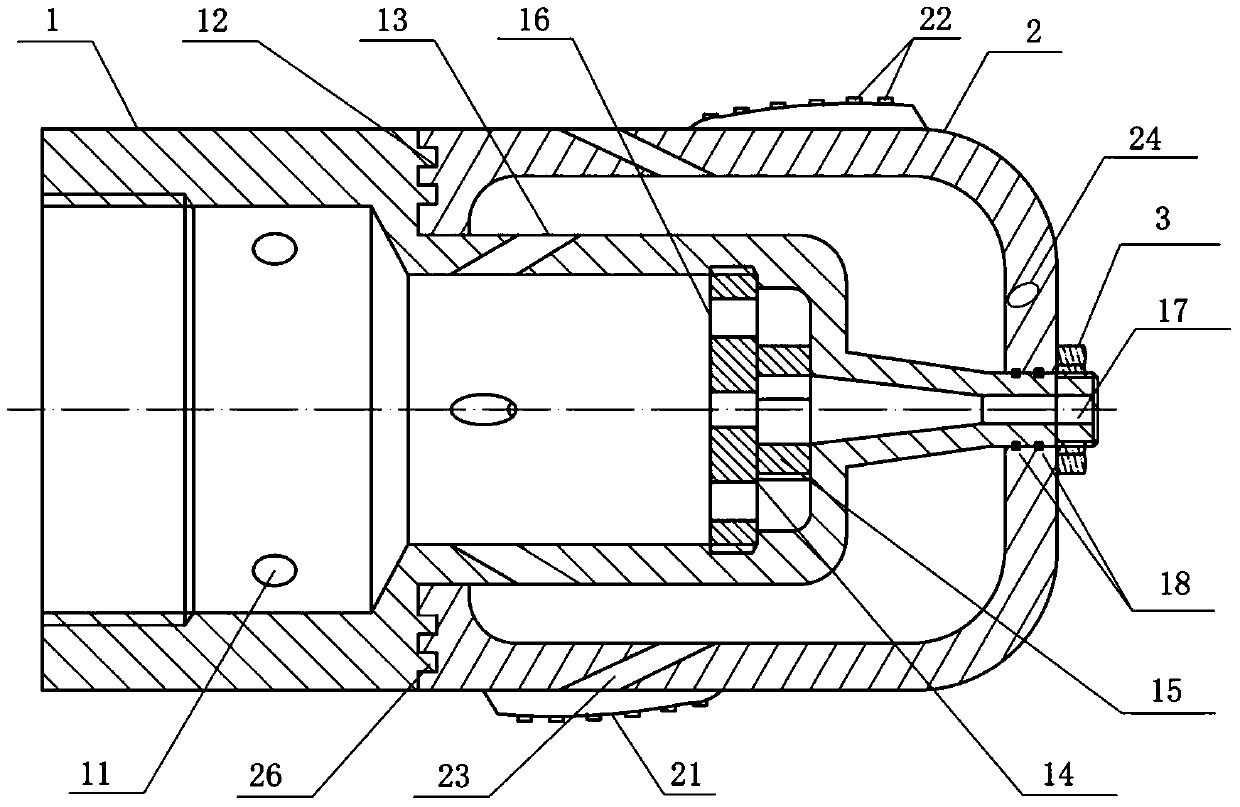 Rotary self-advancing hybrid jet drill with cutting ribs