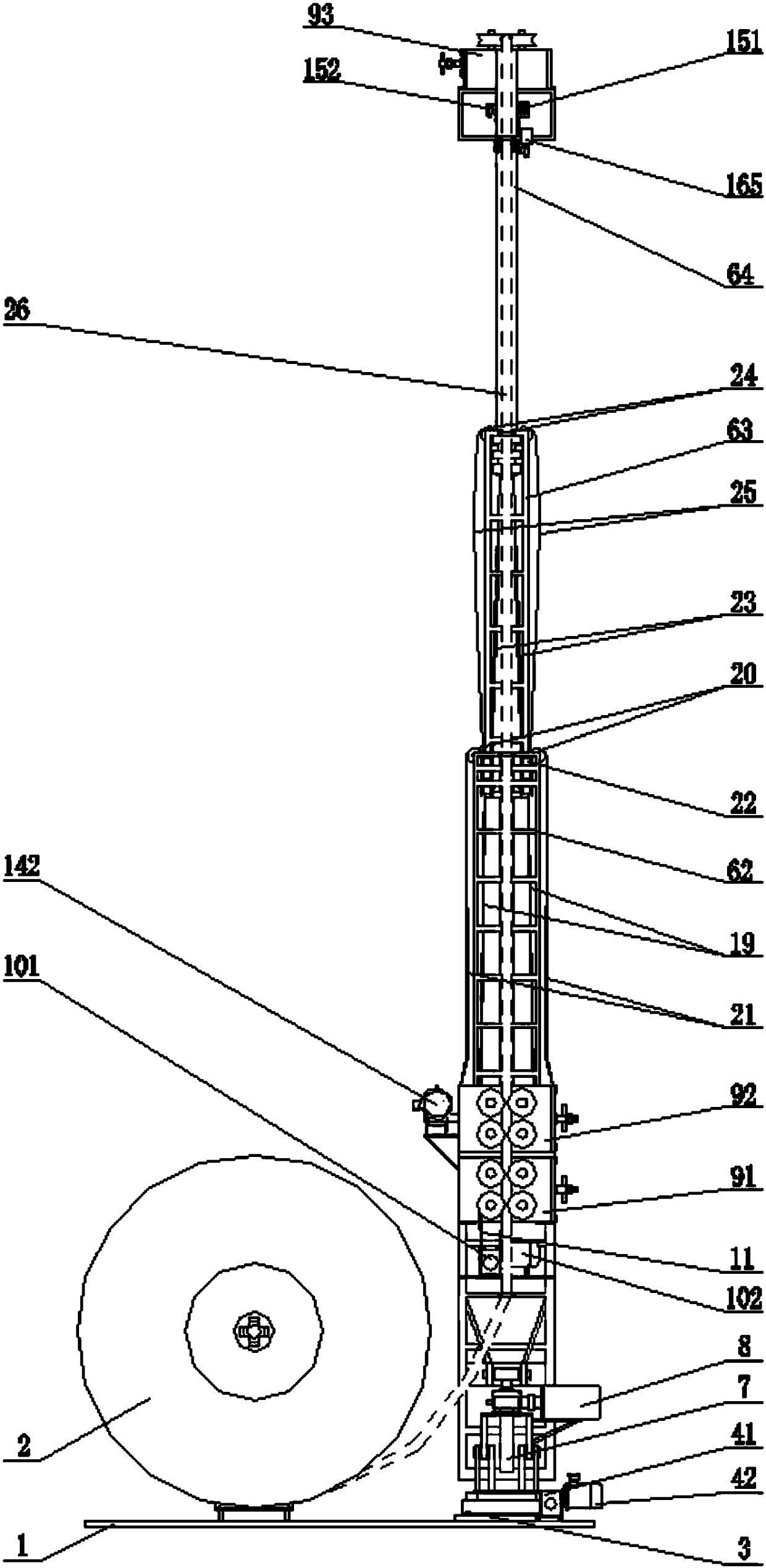 A low-voltage shore power cable lifting and conveying device