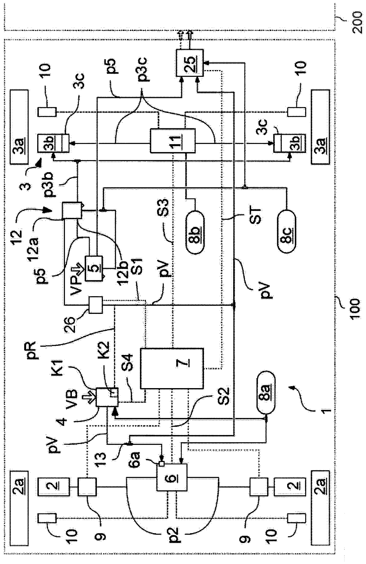 Control valve, electronically controllable brake system and method for controlling the electronically controllable brake system