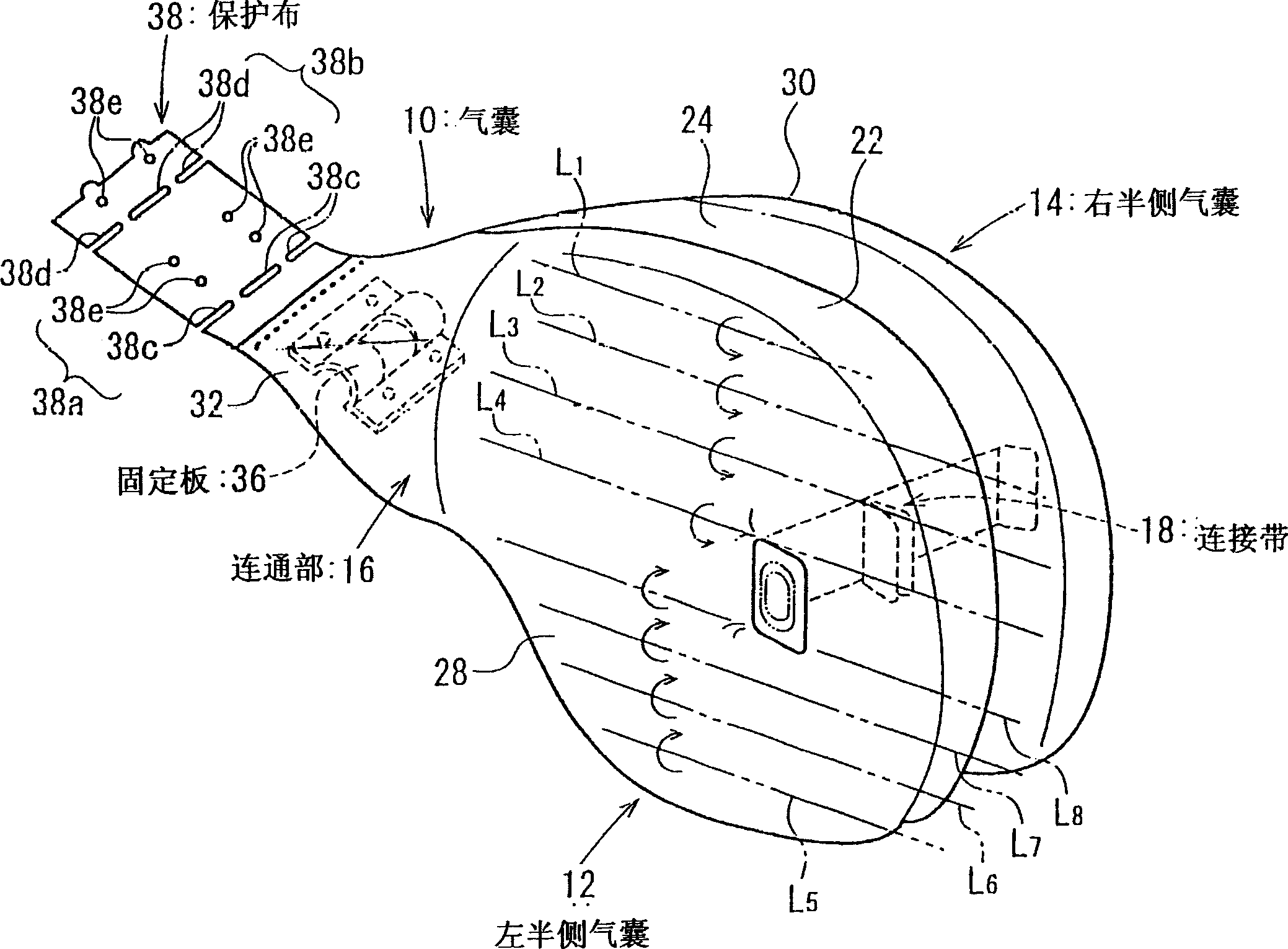 Airbag apparatus and method of folding an airbag