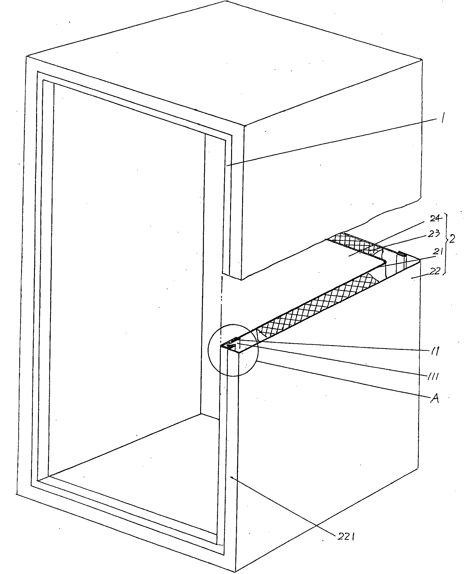 Opening frame and box matching structure of food refrigeration display cabinet