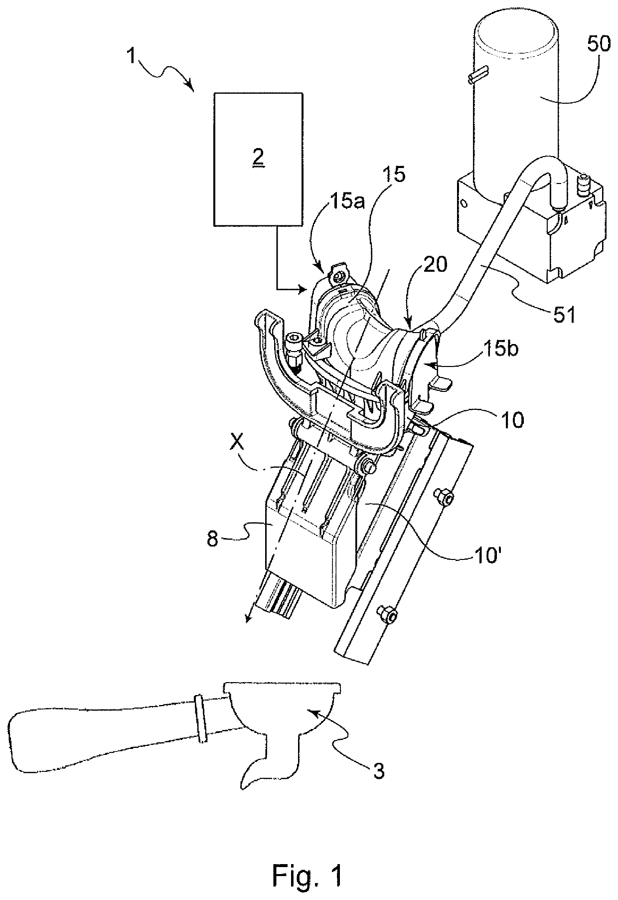 Device for conveying at least one powdered ingredient, preferably coffee powder