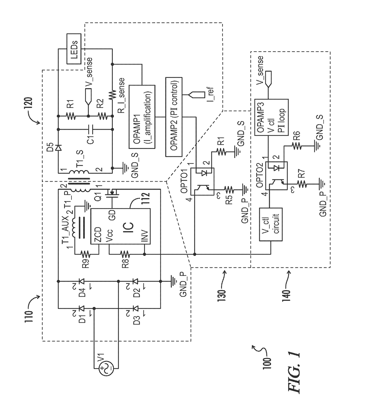 Current and voltage control circuit and method for a class II LED driver