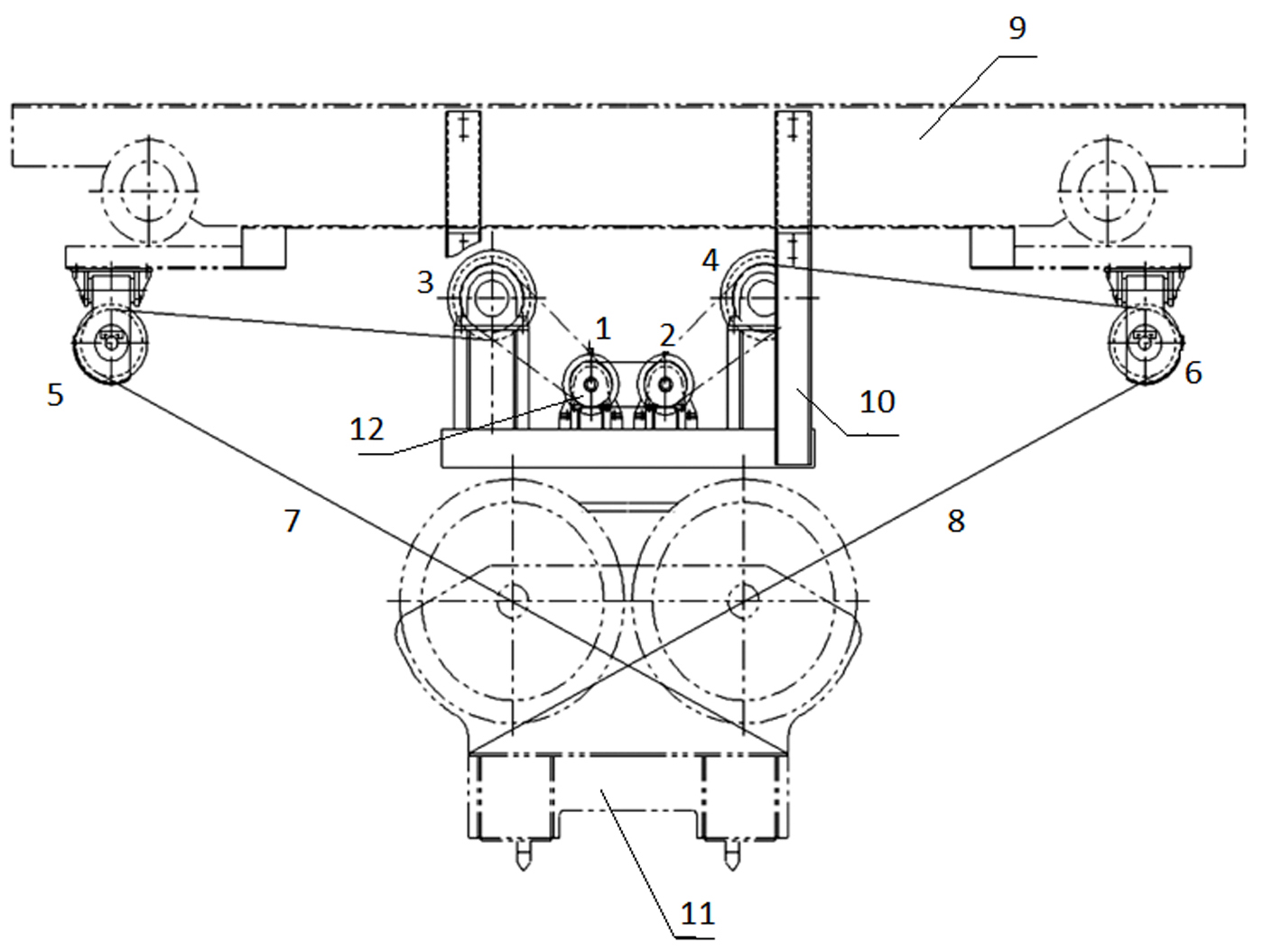 Roll reduction container crane and roll reduction mechanism thereof