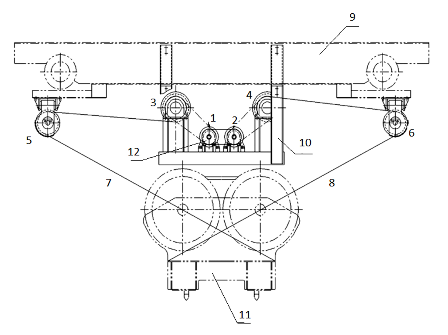Roll reduction container crane and roll reduction mechanism thereof