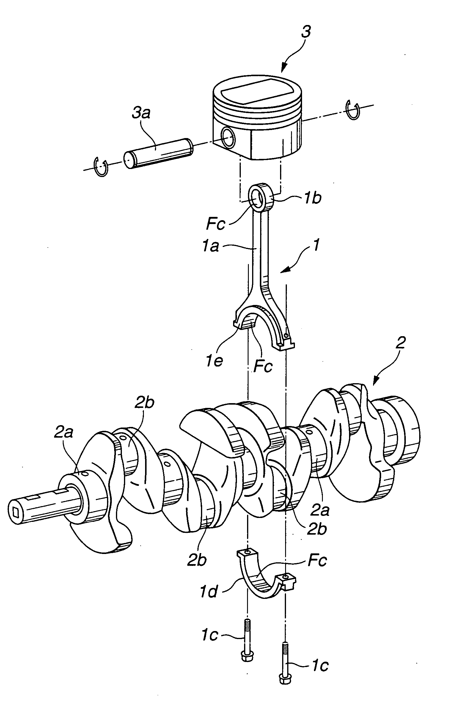 Structure for connecting piston to crankshaft