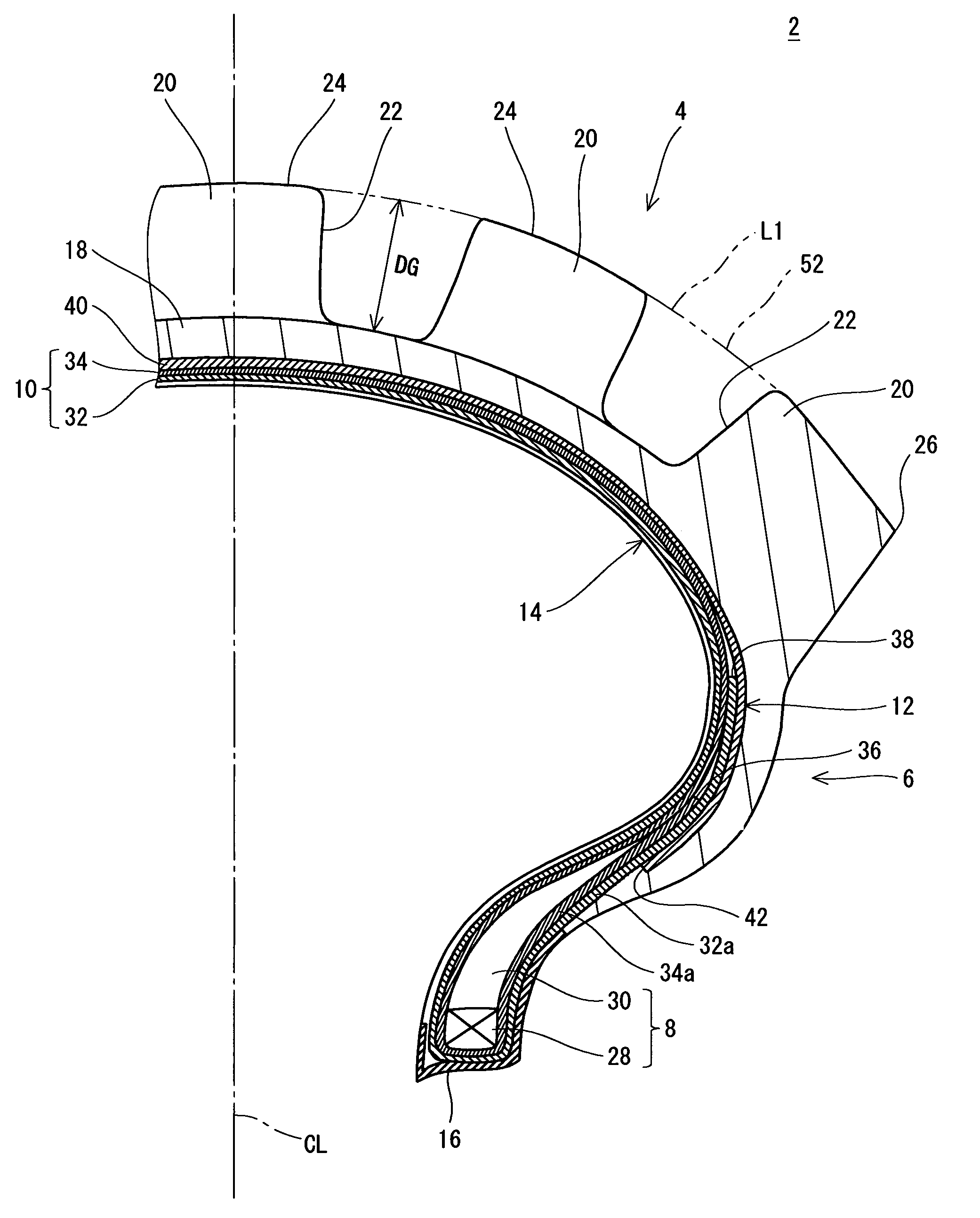 Motorcycle tire for off-road