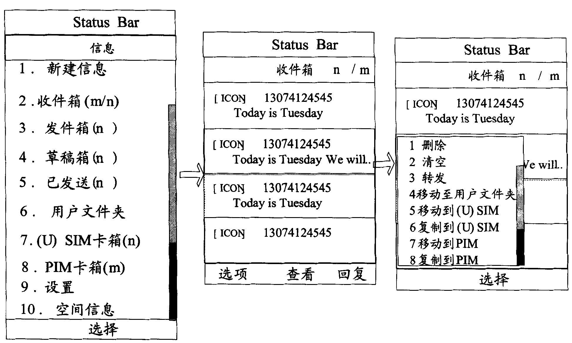 Double-mode, double-standby mobile terminal short message and telephone book list structuring method
