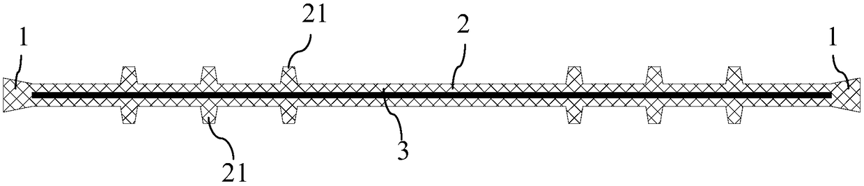 Embedded rubber water stop band with transverse built-in reinforcing ribs