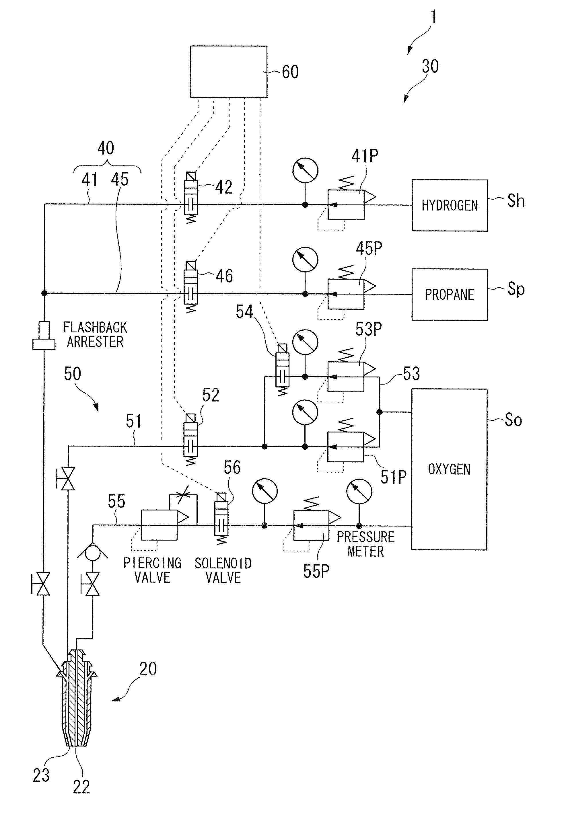 Method for cutting with gas and apparatus for cutting with gas