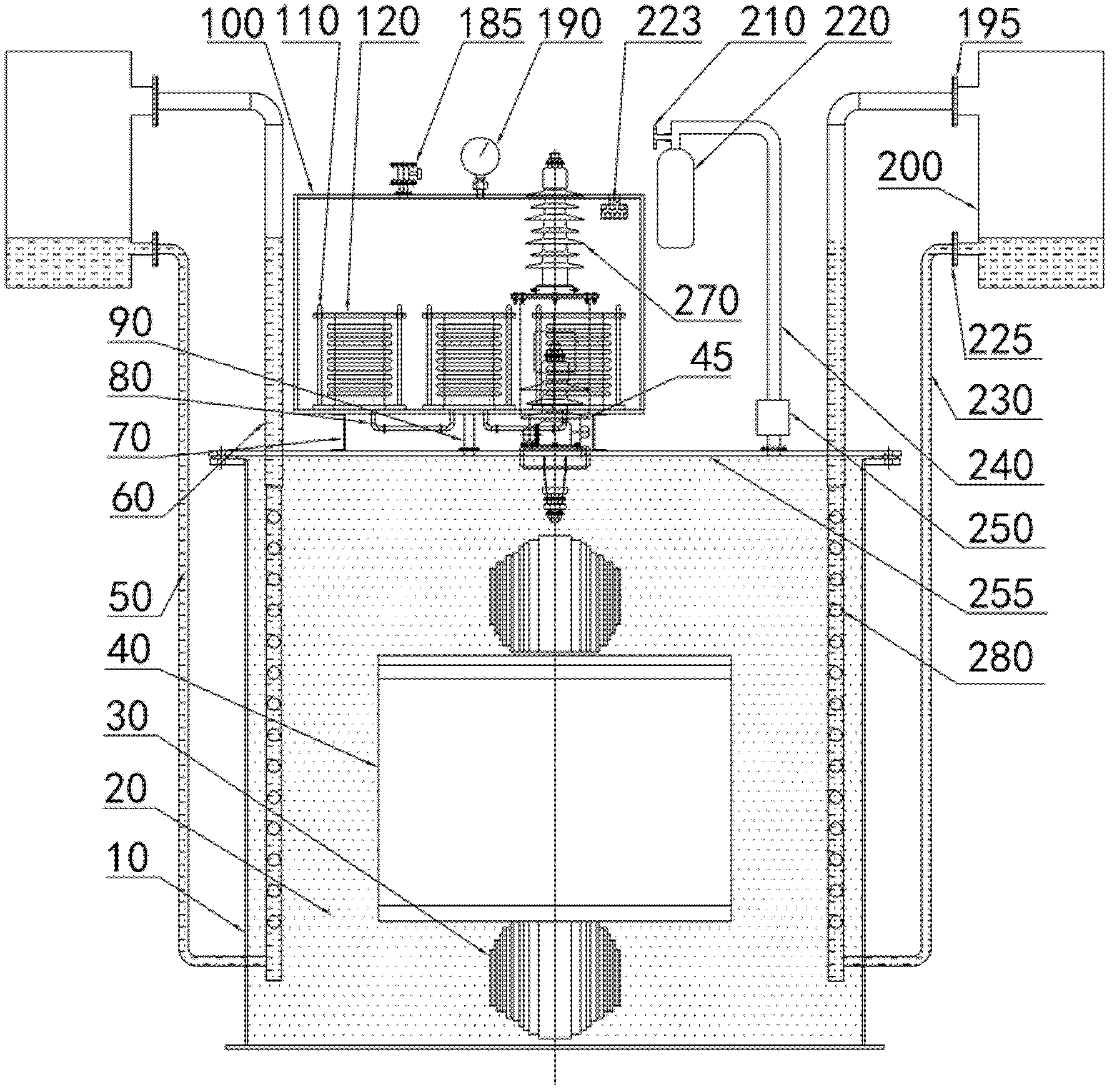 Non-combustible liquid-immersed transformer with adjustable liquid level pressure