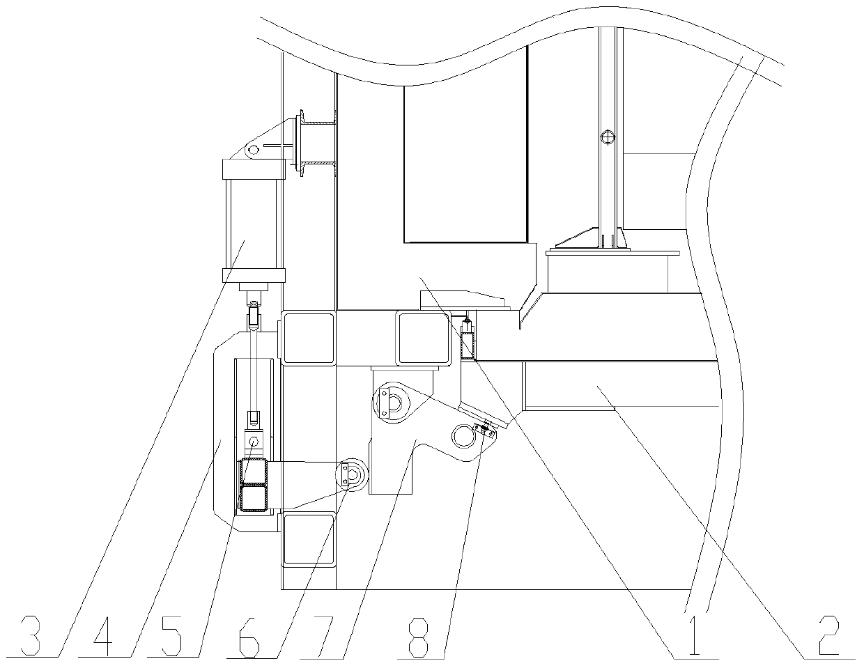 Lifting and pressing structure of the bottom-mounted furnace door