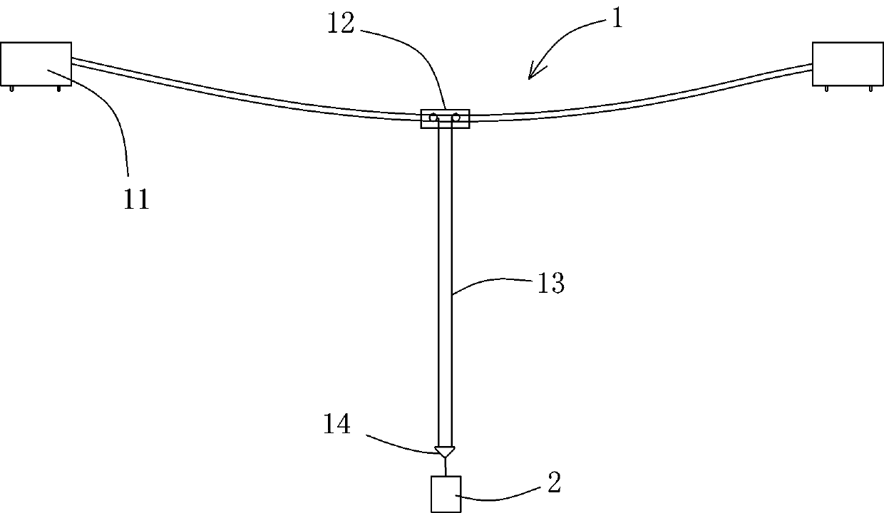 An anti-swing device and method for hanging tanks used in the process of hoisting tanks into warehouses by cable cranes