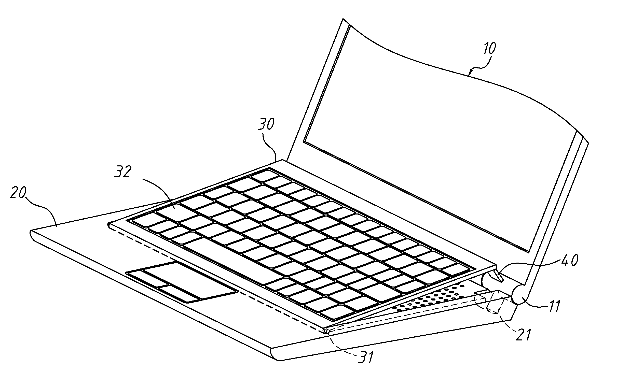 Portable electronic device with an actuating element to lift input/output modules
