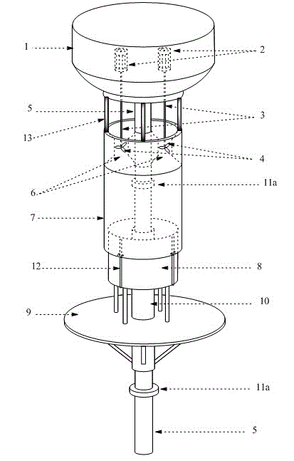 Floating type wave energy power generation device by using piston to pressurize water turbine to generate electricity