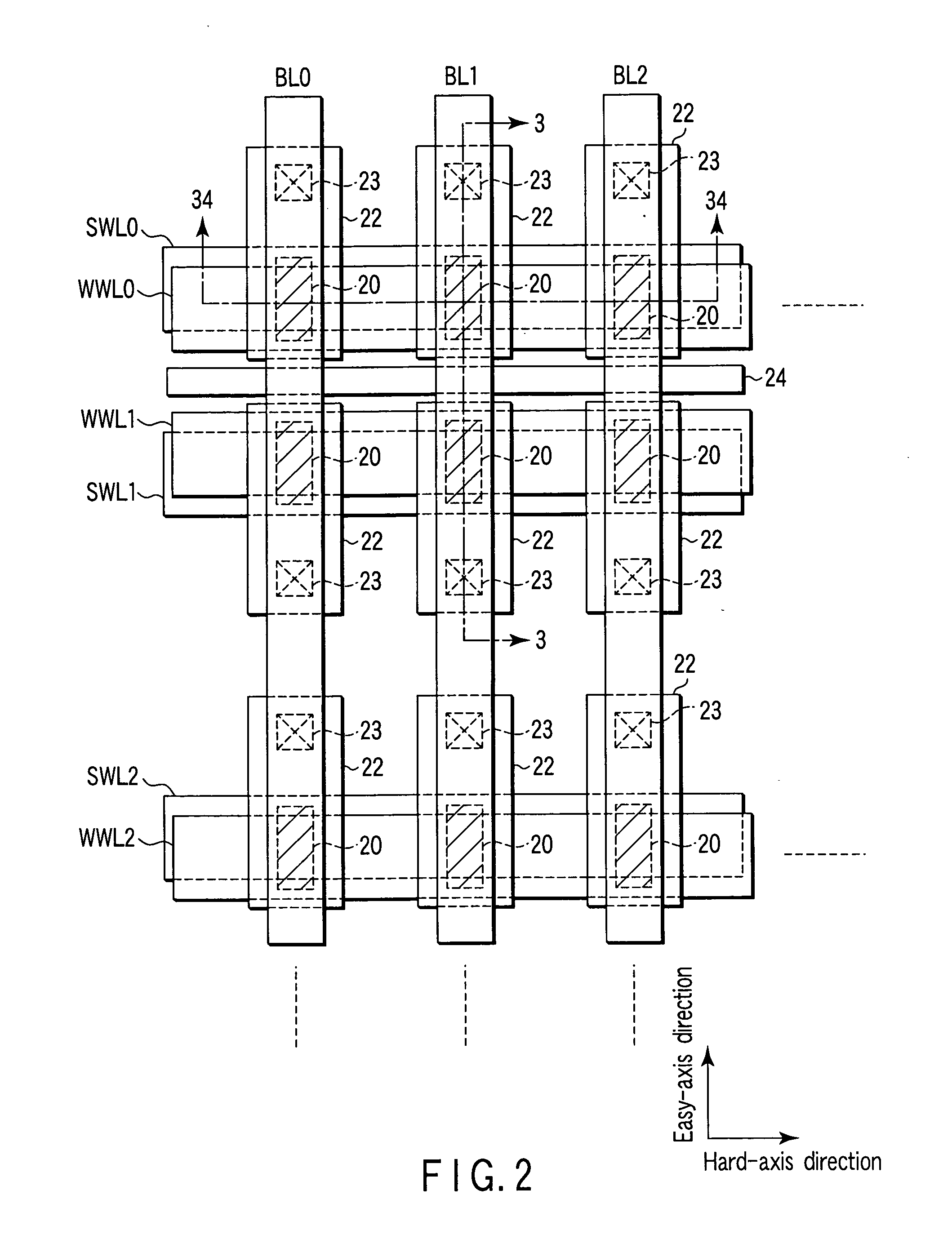 Semiconductor memory device with magnetoresistance elements and method of writing data into the same