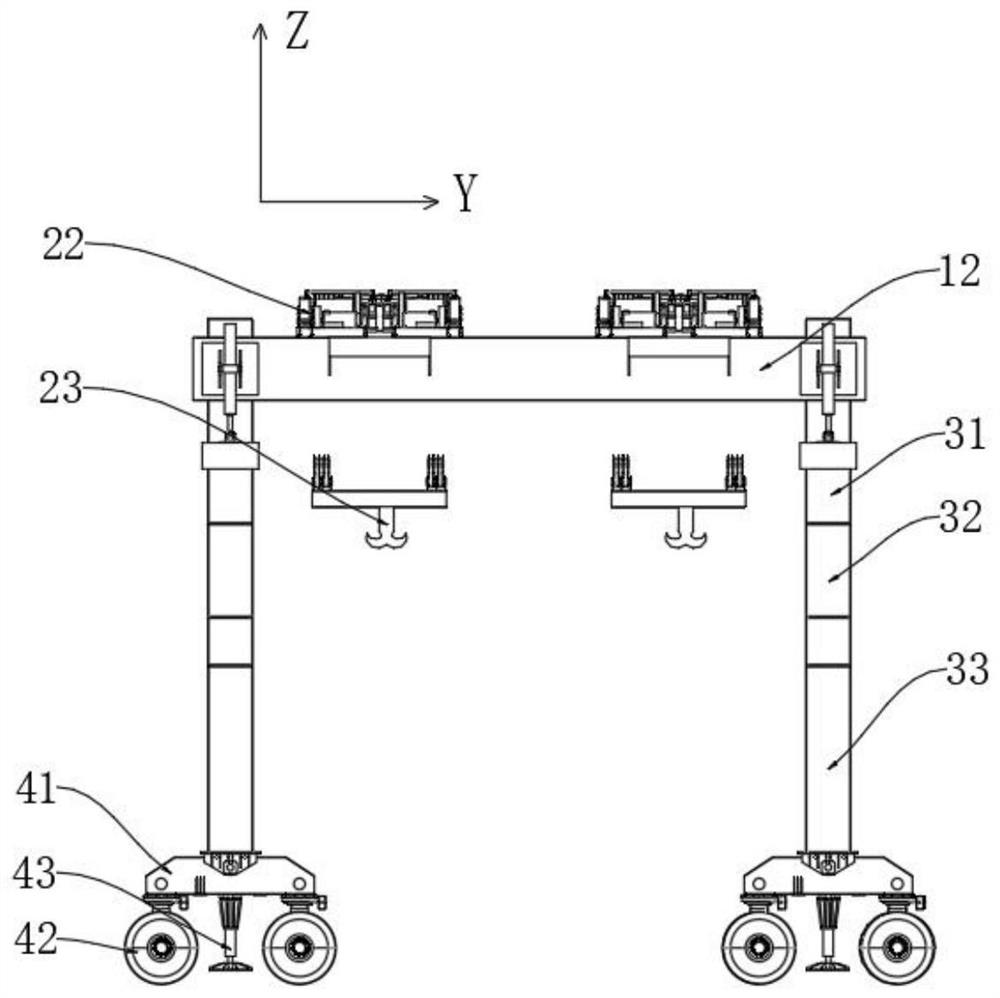 Height-adjustable bridge pier hoisting machine, construction method and overpass passing method