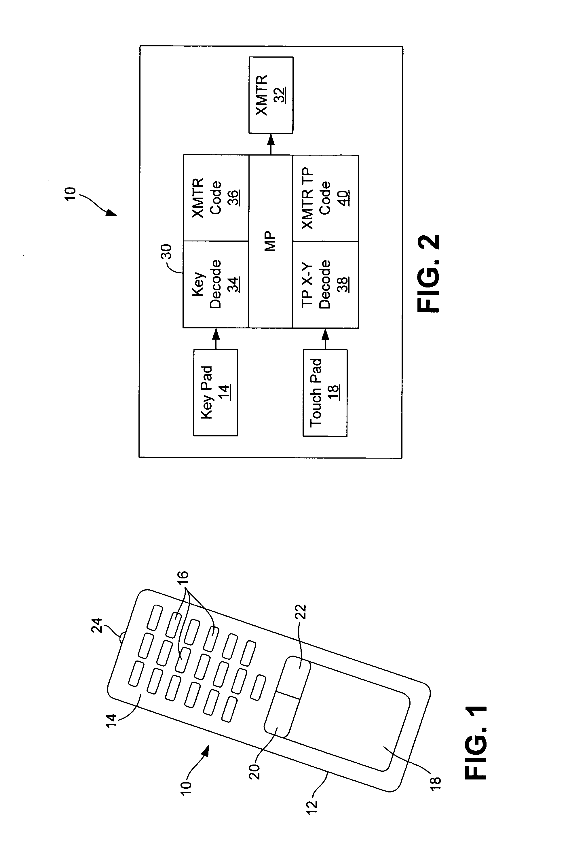 Remote control with touchpad and method