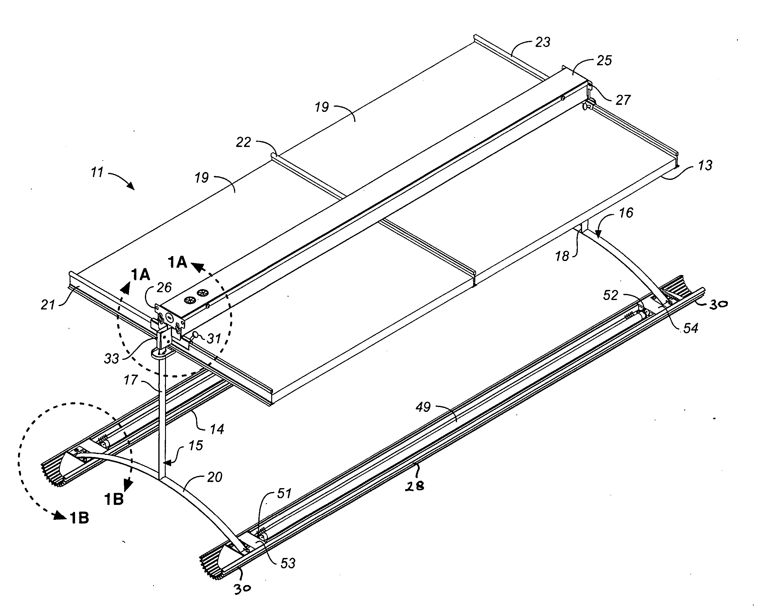 Method and system for illuminating an interior space with mostly indirect lighting