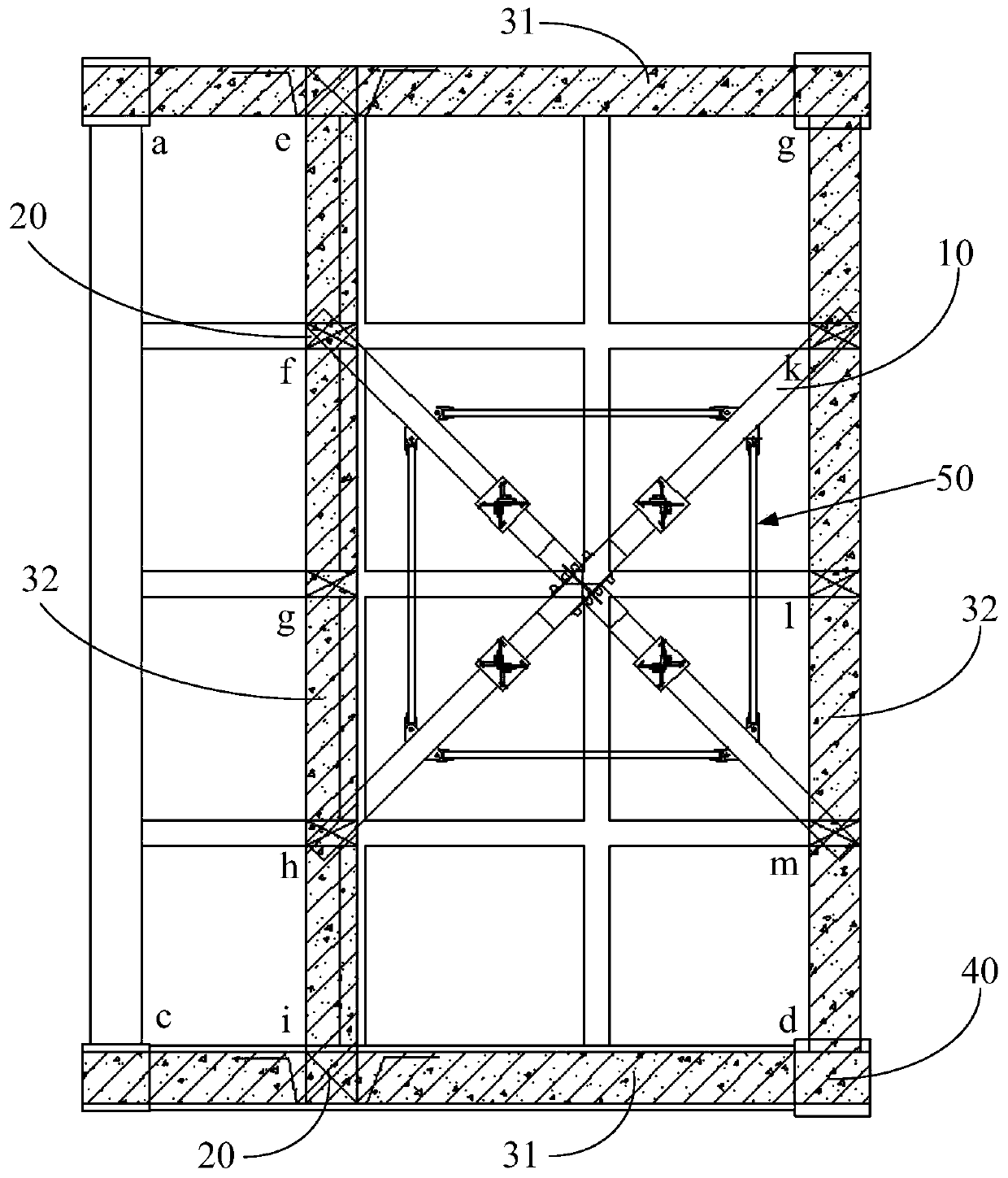 Movable arm type tower crane underframe ballasting foundation and construction method