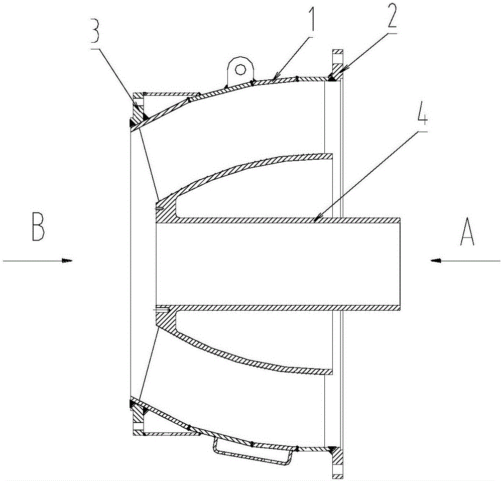 Supporting tool for guide vane nozzle in water-jet propulsion device and welding method