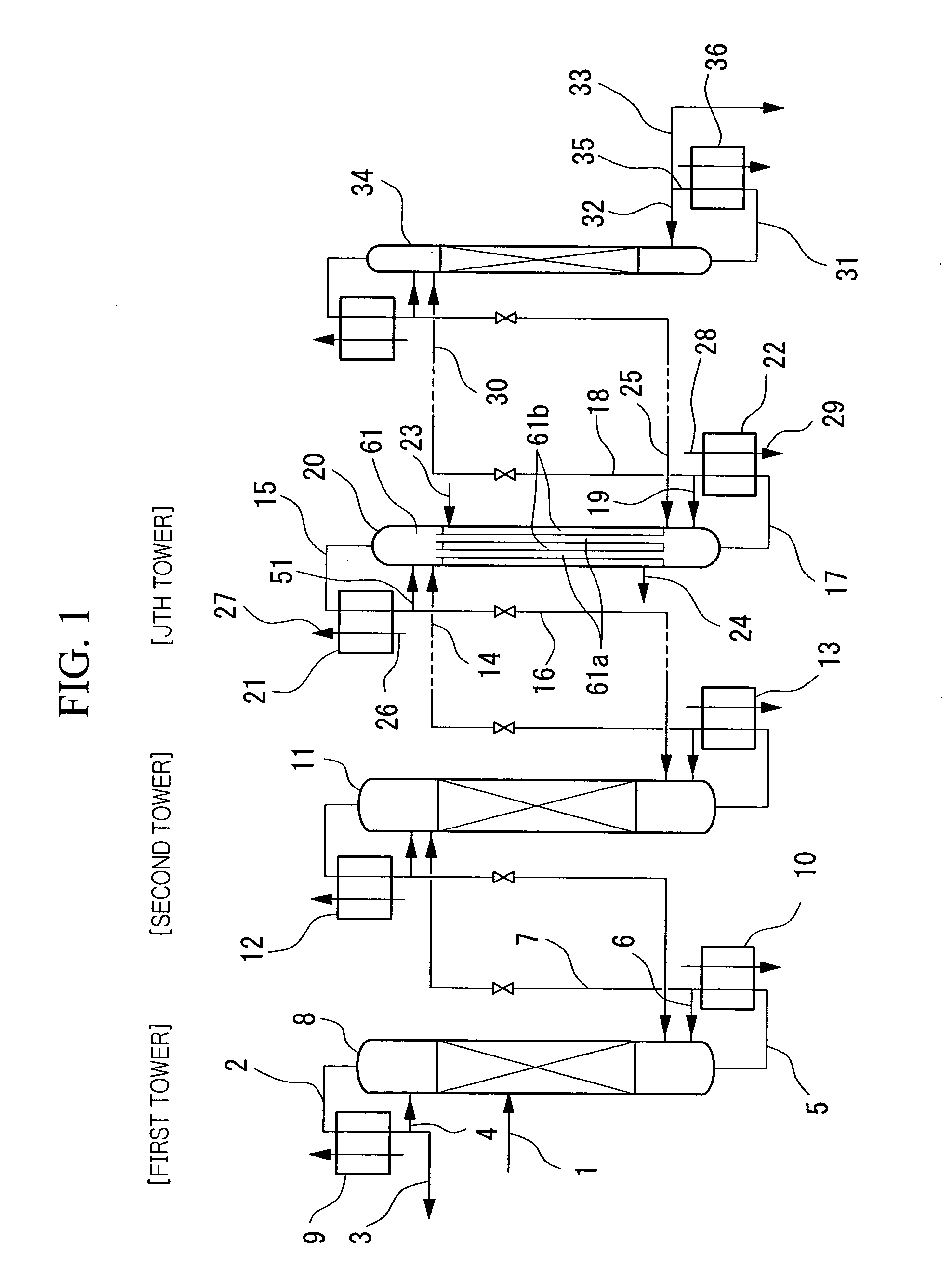 Method and device for separation and concentration by evaporation of mixture with separation factor of approx.1