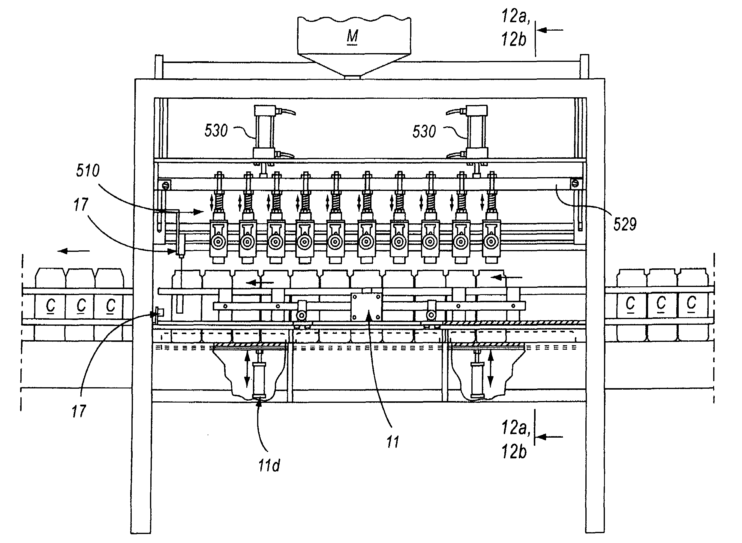 Apparatus for the simultaneous filling of precise amounts of viscous liquid material in a sanitary environment