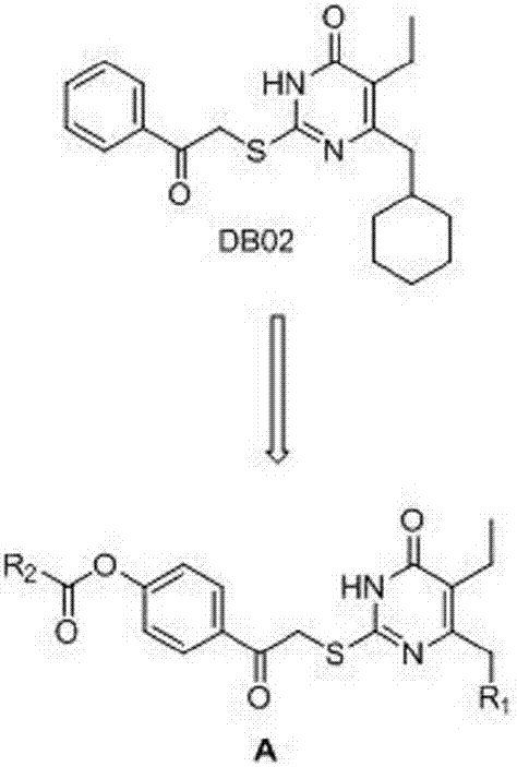 6-cyclohexylpyrimidone HIV reverse transcriptase inhibitor, preparation method and application thereof