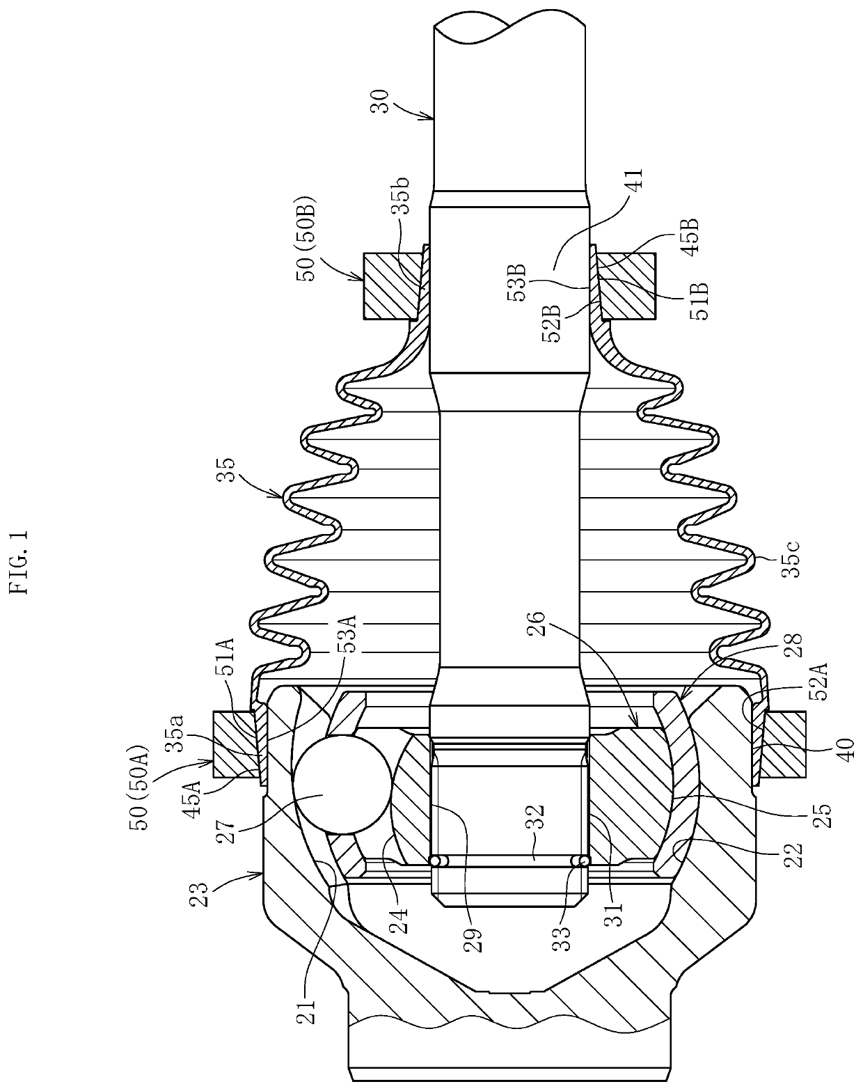 Boot attachment method and constant velocity universal joint