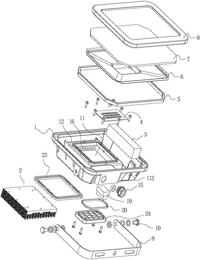 Novel aluminum-plastic LED (Light-Emitting Diode) floodlight