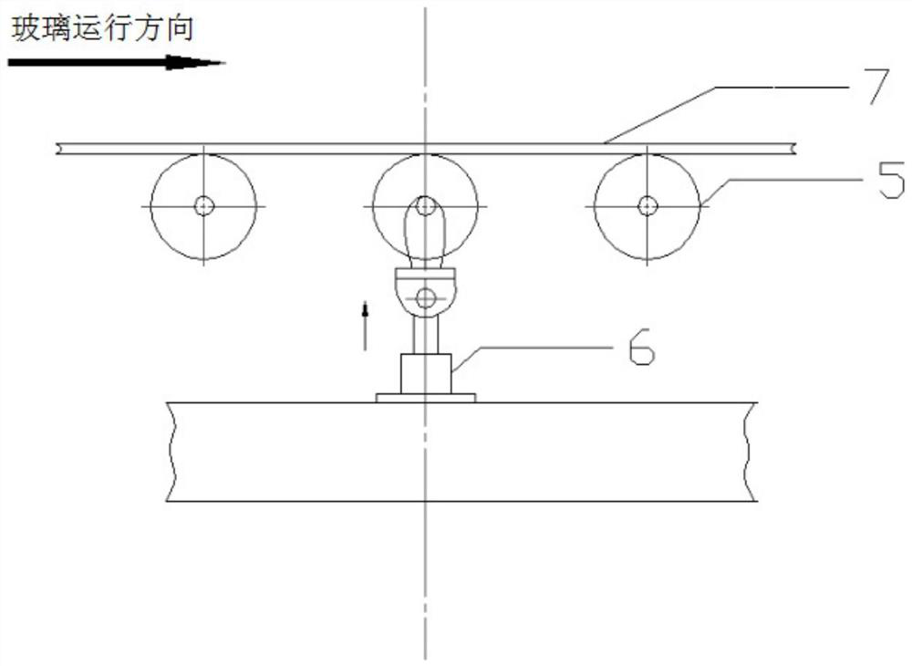 Cutting and plate-breaking process for hot glass on production line for manufacturing float glass