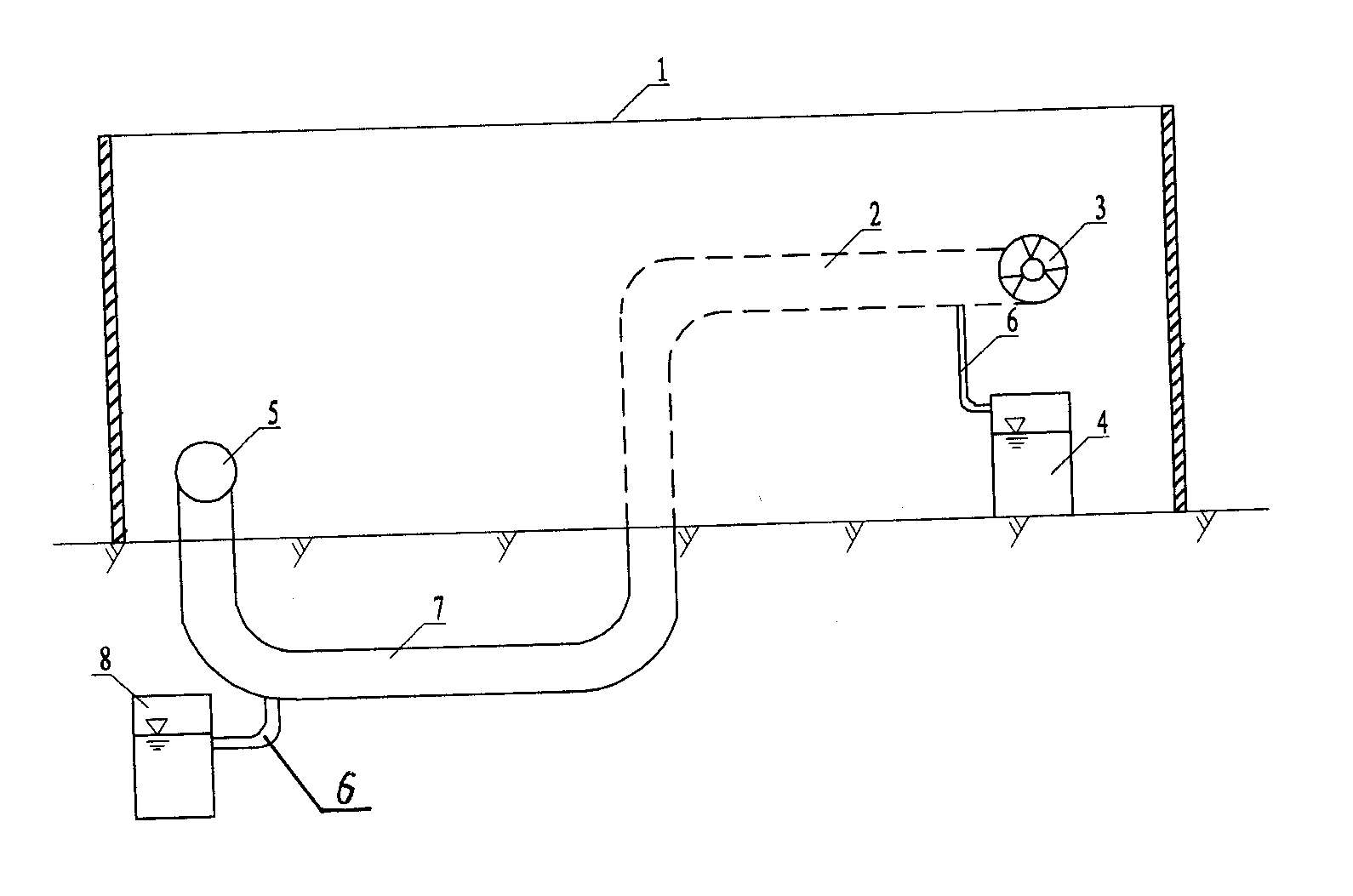 Device used for making irrigation water in condensing mode inside temperature-controlled greenhouse