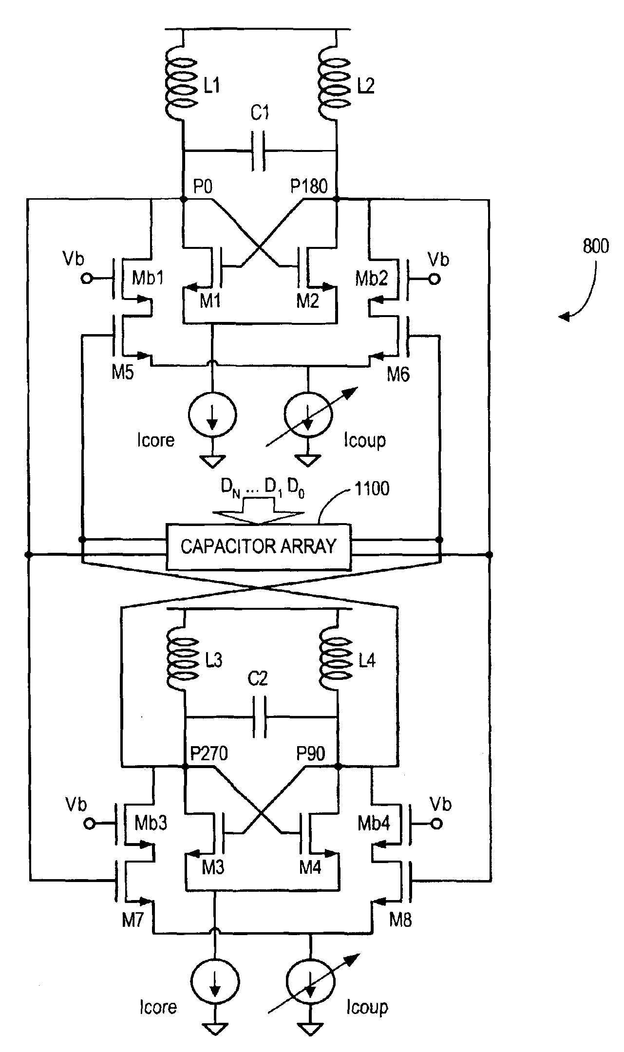 Unilateral coupling for a quadrature voltage controlled oscillator