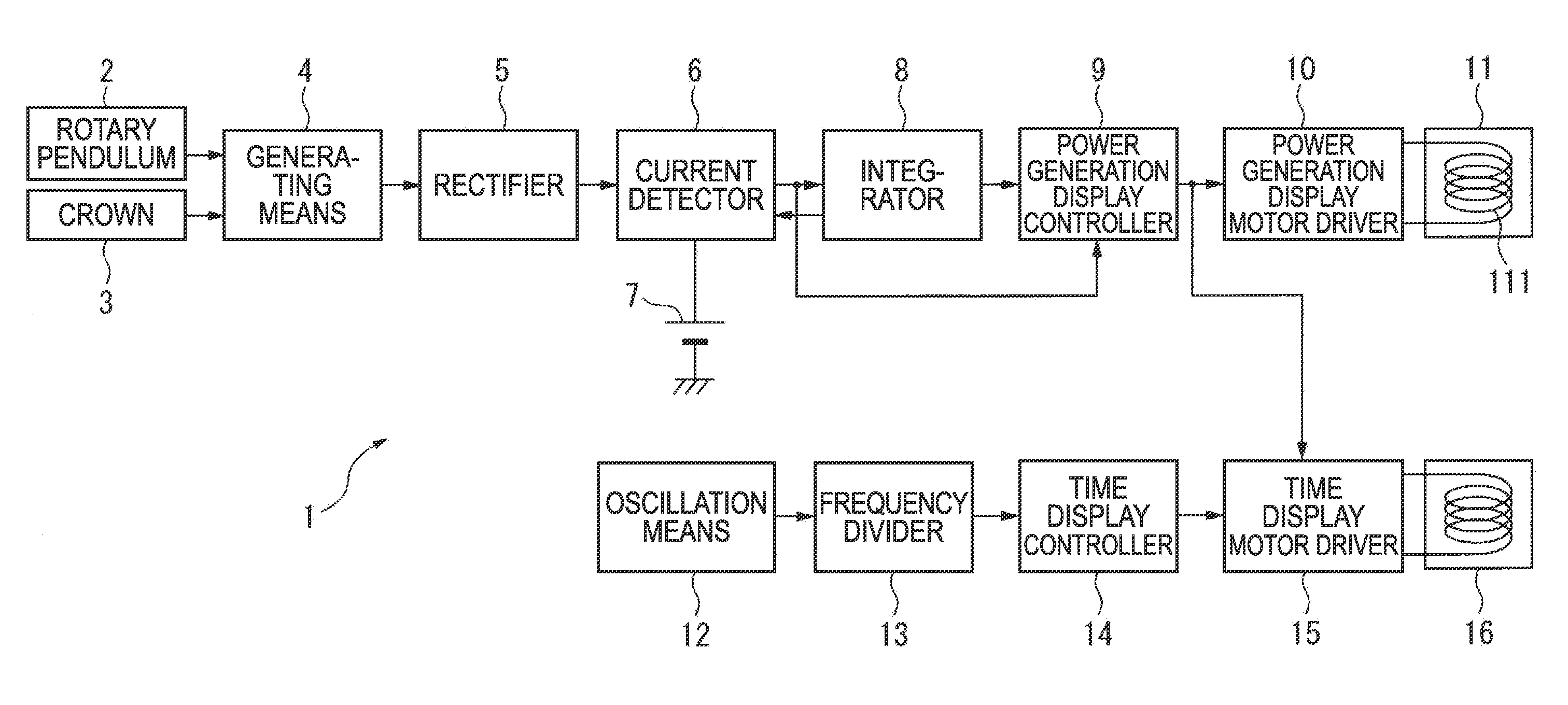 Electronic Timepiece with Generator Function